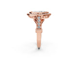 Rose gold Marquise Halo Diamond Split Shank Pave Ring_8