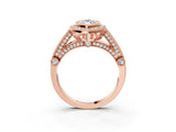 Rose gold Marquise Halo Diamond Split Shank Pave Ring_9