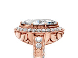 Rose gold Marquise Halo Diamond Split Shank Ring with Milgrain Detail_54
