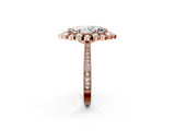Rose gold Marquise Halo Milgrain Pave Diamond Ring with Four-Prong Setting 3