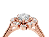 Rose gold Marquise Halo Milgrain Pave Diamond Ring with Four-Prong Setting 5