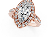 Rose gold Marquise Halo Pavé Diamond Engagement Ring with Bezel Setting_21