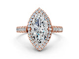 Rose gold Marquise Halo Pavé Diamond Engagement Ring with Four-Prong Setting_26
