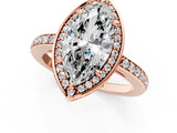 Rose gold Marquise Halo Pave Band Solitaire Ring with Prong Setting_68