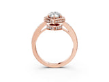 Rose gold Marquise Halo Pave Band Solitaire Ring with Prong Setting_70