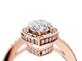 Rose gold Marquise Halo Pave Band Solitaire Ring with Prong Setting_71