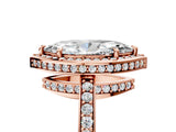 Rose gold Marquise Halo Pave Band Solitaire Ring with Prong Setting_72