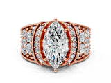 Rose gold Marquise Halo Pave Diamond Engagement Ring with Milgrain Detailing_49