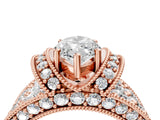 Rose gold Marquise Halo Pave Diamond Engagement Ring with Milgrain Detailing_53