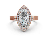 Rose gold Marquise Halo Pave Split Shank Prong Setting Ring_26