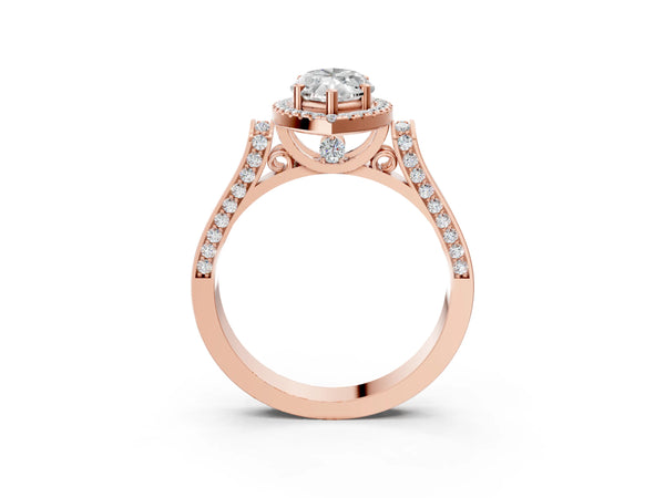 Rose gold Marquise Halo Pave Split Shank Prong Setting Ring