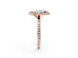 Rose gold Marquise Halo Round Diamond Pavé Band Four-Prong Ring_5