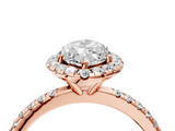 Rose gold Marquise Halo Round Diamond Pavé Band Four-Prong Ring_7