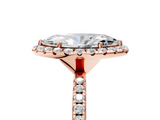 Rose gold Marquise Halo Round Diamond Pavé Band Four-Prong Ring_8