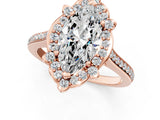 Rose gold Marquise Halo Round Diamond Pave Band with Four-Prong Setting_39