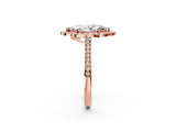 Rose gold Marquise Halo Round Diamond Pave Band with Four-Prong Setting_40