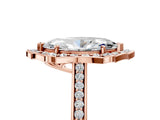Rose gold Marquise Halo Round Diamond Pave Band with Four-Prong Setting_43
