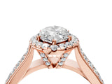 Rose gold Marquise Halo Round Diamond Pave Band with Prong Setting 4