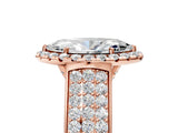 Rose gold Marquise Halo Round Diamond Pave Band with Prong Setting 5