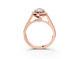 Rose gold Marquise Halo Solitaire Diamond Ring with Pave Band and Bezel Setting_52