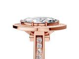 Rose gold Marquise Halo Solitaire Diamond Ring with Pave Band and Bezel Setting_54