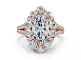 Rose gold Marquise Halo Split Shank Diamond Engagement Ring with Pave Band and Four-Prong Setting_52