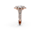 Rose gold Marquise Halo Split Shank Diamond Engagement Ring with Pave Band and Four-Prong Setting_54