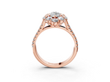 Rose gold Marquise Halo Split Shank Diamond Engagement Ring with Pave Band and Four-Prong Setting_55