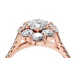 Rose gold Marquise Halo Split Shank Diamond Engagement Ring with Pave Band and Four-Prong Setting_56