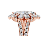 Rose gold Marquise Halo Split Shank Diamond Engagement Ring with Pave Band and Four-Prong Setting_57