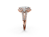 Rose gold Marquise Halo Split Shank Diamond Engagement Ring with Prong Setting_22
