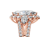 Rose gold Marquise Halo Split Shank Diamond Engagement Ring with Prong Setting_25