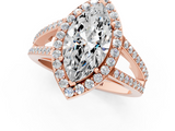 Rose gold Marquise Halo Split Shank Diamond Ring with Four-Prong Setting_37
