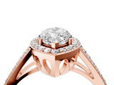 Rose gold Marquise Halo Split Shank Diamond Ring with Four-Prong Setting_40