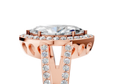 Rose gold Marquise Halo Split Shank Diamond Ring with Four-Prong Setting_41