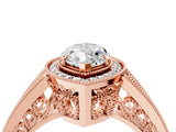 Rose gold Marquise Halo Split Shank Diamond Ring with Milgrain Prong Setting_10
