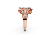 Rose gold Marquise Halo Split Shank Diamond Ring with Milgrain Prong Setting_8