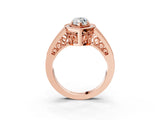 Rose gold Marquise Halo Split Shank Diamond Ring with Milgrain Prong Setting_9
