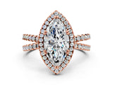 Rose gold Marquise Halo Split Shank Diamond Ring with Pavé Setting_26