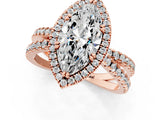 Rose gold Marquise Halo Split Shank Diamond Ring with Pavé Setting_27