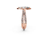Rose gold Marquise Halo Split Shank Diamond Ring with Pavé Setting_28