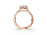 Rose gold Marquise Halo Split Shank Diamond Ring with Pavé Setting_29