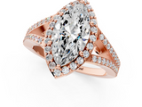 Rose gold Marquise Halo Split Shank Diamond Ring with Prong Setting_21