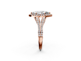 Rose gold Marquise Halo Split Shank Diamond Ring with Prong Setting_22