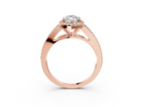 Rose gold Marquise Halo Split Shank Diamond Ring with Prong Setting_23