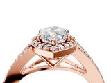 Rose gold Marquise Halo Split Shank Diamond Ring with Prong Setting_24
