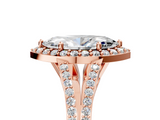 Rose gold Marquise Halo Split Shank Diamond Ring with Prong Setting_25