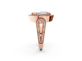 Rose gold Marquise Halo Split Shank Milgrain Diamond Ring_20