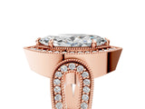 Rose gold Marquise Halo Split Shank Milgrain Diamond Ring_23