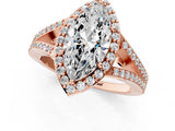 Rose gold Marquise Halo Split Shank Pave Diamond Ring with Four-Prong Setting_46